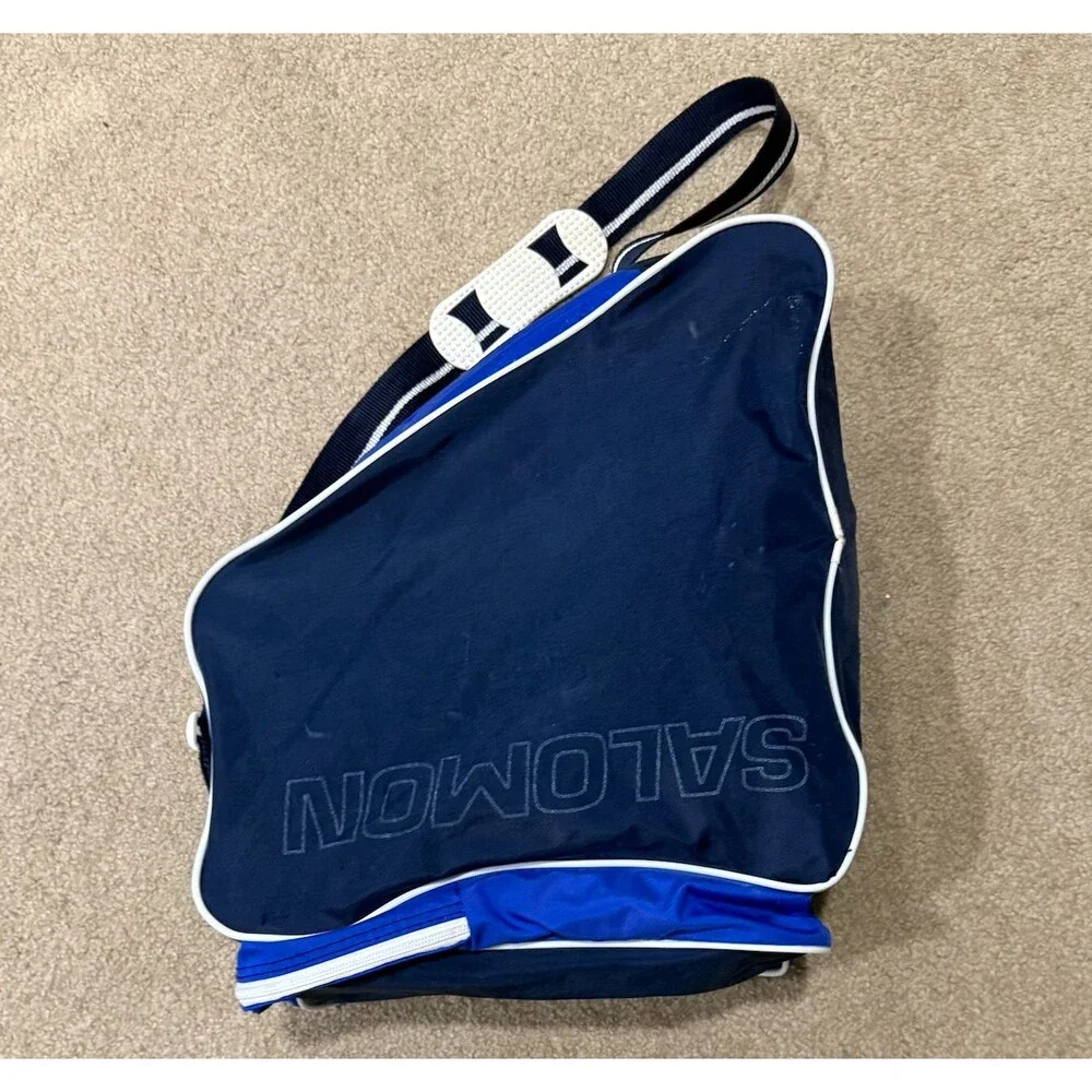 Vintage 90s Salomon Ski Boot Duffle Bag Blue White Streetwear Travel Rare